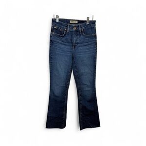 Madewell Women Mid Rise Kick Out Bootcut Crop Ankle Jeans NM242 Raw Hem Size 25